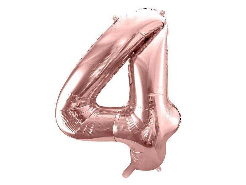Balón v tvare čísla 4 - Ružové zlato 86cm