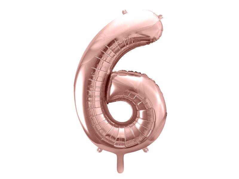 Balón v tvare čísla 6 - Ružové zlato 86cm