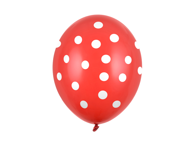 Latexový balón bodkovaný 30cm - červený b 1ks