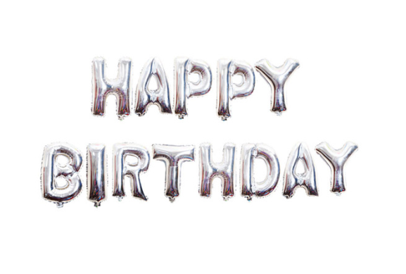 Fóliový nápis Happy birthday - Strieborný