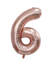 Balón v tvare čísla 6 - Ružové zlato 100cm