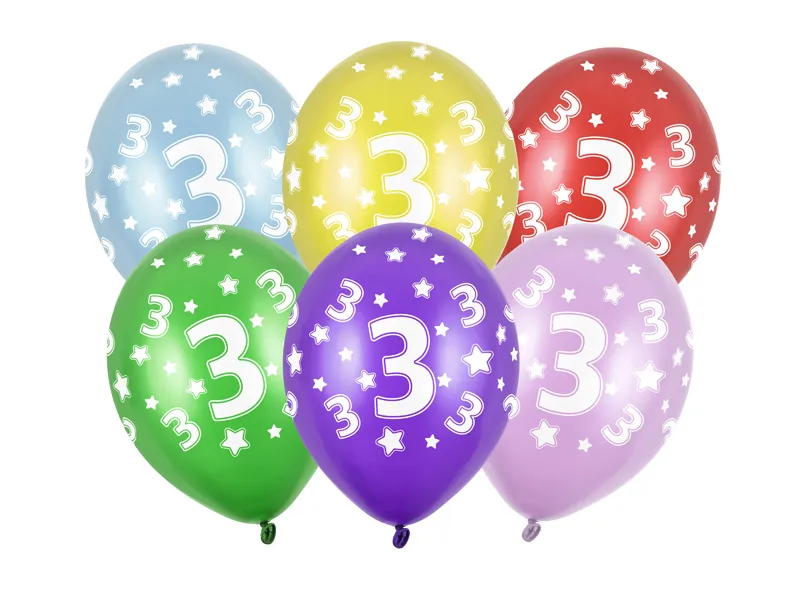 Narodeninové balóny číslo 3 - Mix 6ks