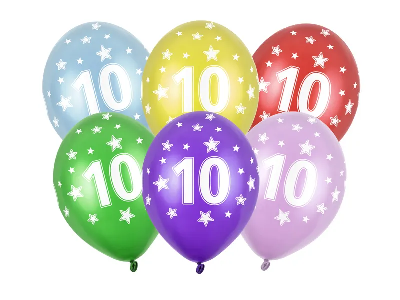 Narodeninové balóny číslo 10 - Mix 6ks
