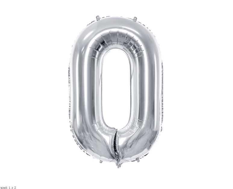 Balón v tvare čísla 0 - Strieborná 86cm