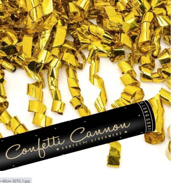 Vystreľovacie konfety - Zlaté serpentíny 40cm 