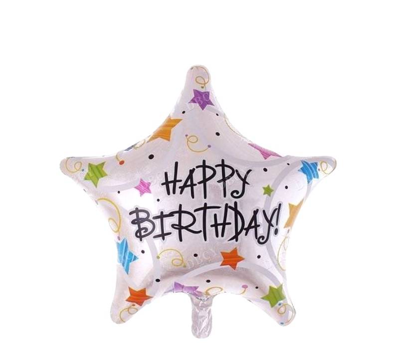 Narodeninový balón hviezda 46cm - Happy Birthday holografická