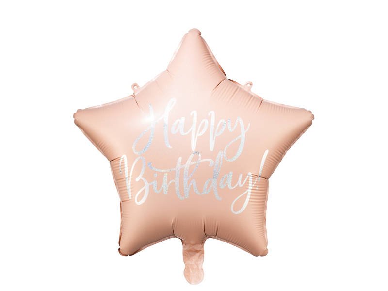 Narodeninový balón hviezda 40cm - Happy Birthday ružová