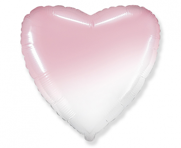 Fóliový balón srdce - bielo-ružová ombré