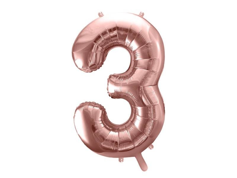 Balón v tvare čísla 3 - Ružové zlato 86cm