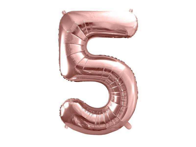 Balón v tvare čísla 5 - Ružové zlato 86cm