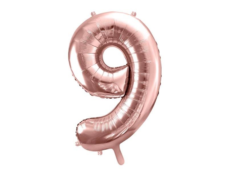 Balón v tvare čísla 9 - Ružové zlato 86cm