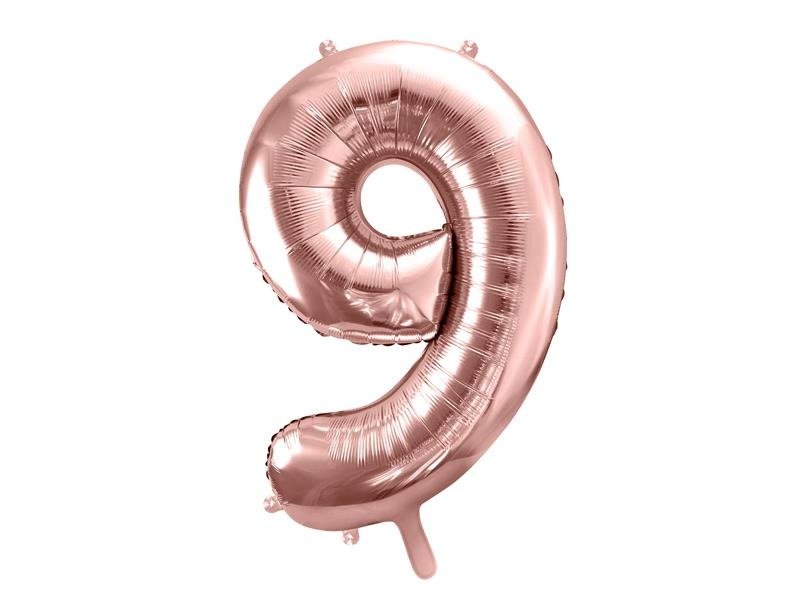 Fóliový balón s číslom 9 - Ružové zlato 86cm
