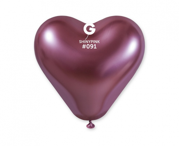 Latexový balón chrómový, srdce 30cm - ružové