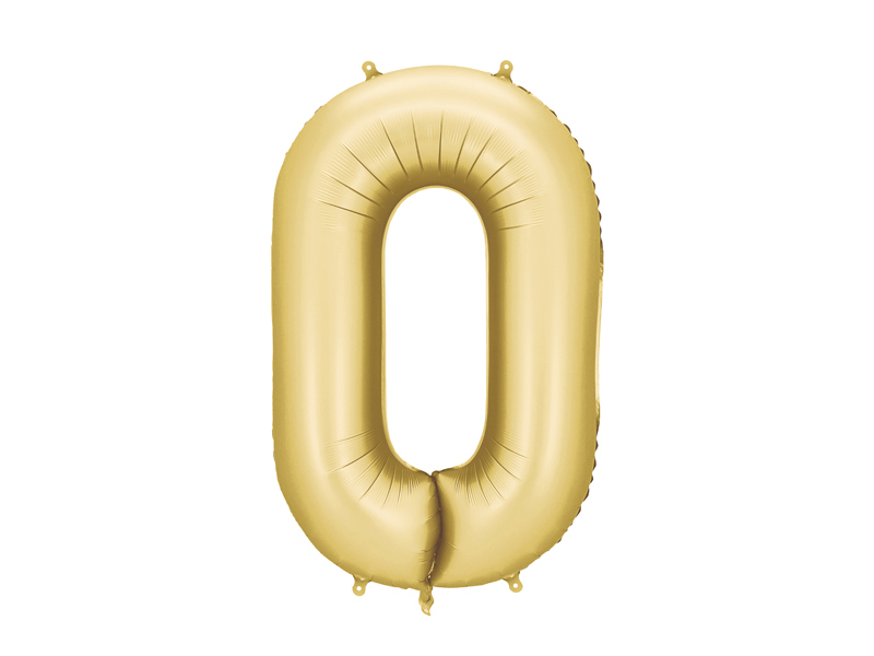 Fóliový balón s číslom 0 - Zlatý saténový 86cm