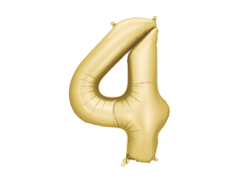 Fóliový balón s číslom 4 - Zlatý saténový 86cm