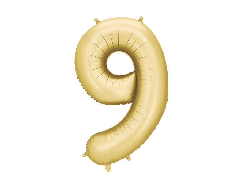 Fóliový balón s číslom 9 - Zlatý saténový86cm