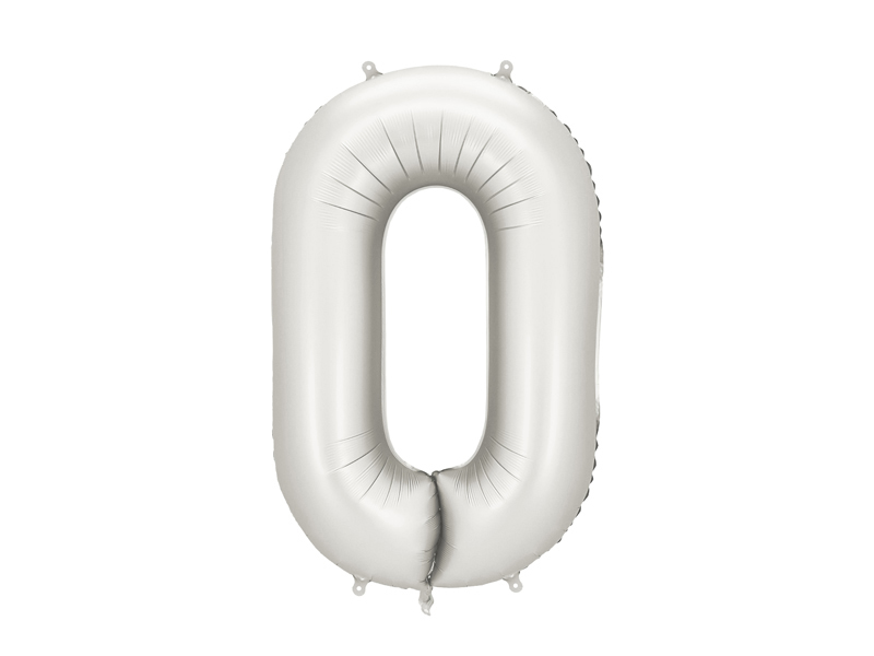 Fóliový balón s číslom 0 - Strieborný saténový  86cm