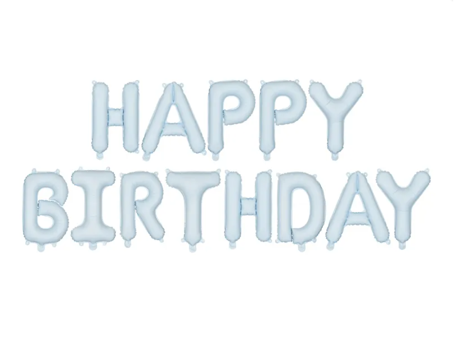 Fóliový nápis HAPPY BIRTHDAY – modrý, 340 × 35 cm PartyDeco