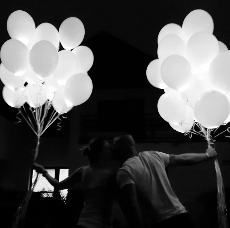 LED balón 30 cm – biela matná, komplet sada (balón + LED svetielko)