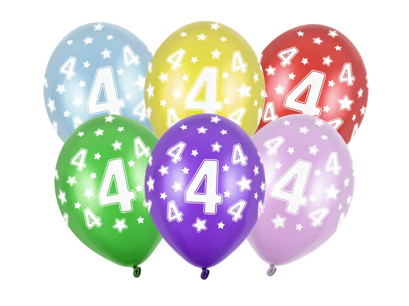 Narodeninové balóny číslo 4 - Mix 6ks