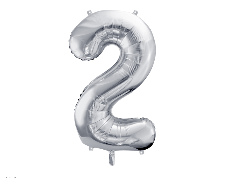 Balón v tvare čísla 2 - Strieborná 86cm