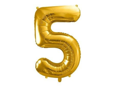 Balón v tvare čísla 5 - Zlatá 86cm