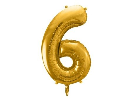 Balón v tvare čísla 6 - Zlatá 86cm