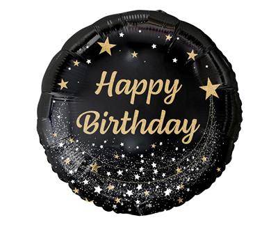 Narodeninový balón okrúhly 40cm - Happy Birthday čierna