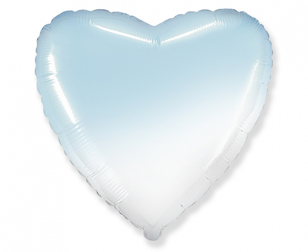 Fóliový balón srdce - bielo-modrá ombré