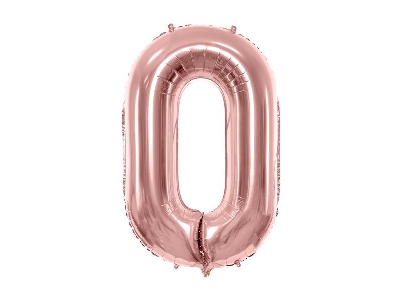Balón v tvare čísla 0 - Ružové zlato 86cm